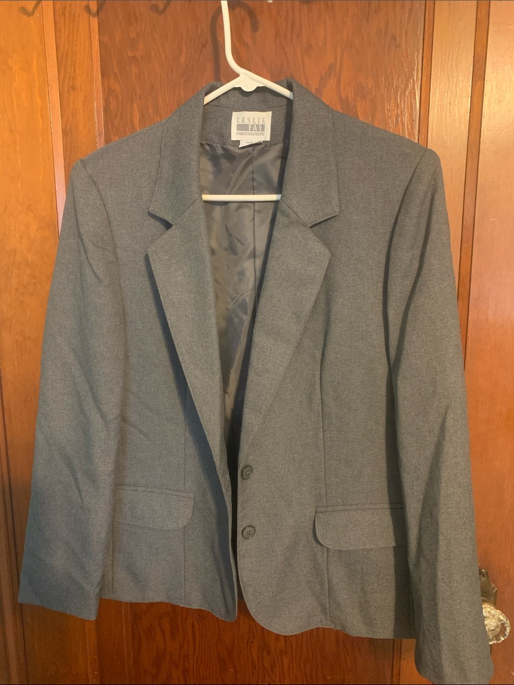 Leslie Fay Haberdashery Vintage Gray Women's Two-Button Blazer